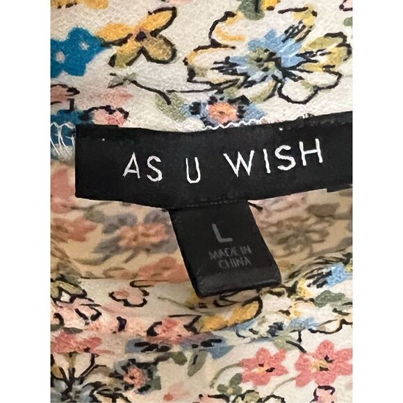 As U Wish high neck floral stretch knit slinky ruffled mini dress sz large - Picture 6 of 7